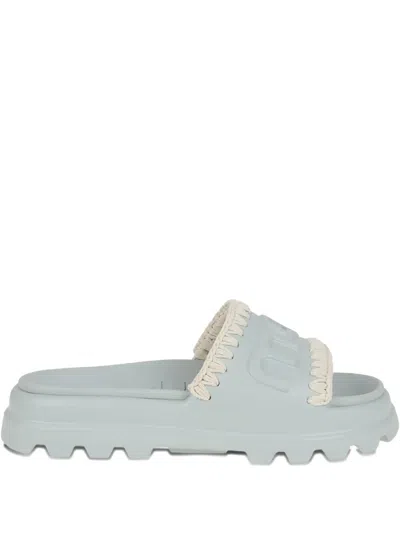 Mou Eva Onepiece Flats In Green Rubber/plasic