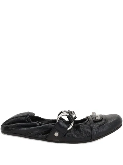 Balenciaga Black Lamb Leather Shoes With Striking Metallic Accents