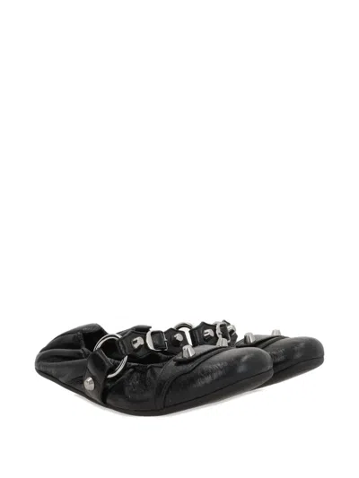 Balenciaga Black Lamb Leather Shoes With Striking Metallic Accents