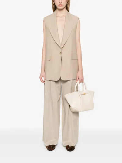 Blanca Vita Beige Viscose Blend Gelly Sleeveless Blazer
