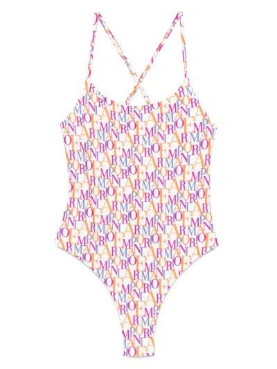 Emporio Armani Logo Print Swimsuit Adjustable Straps