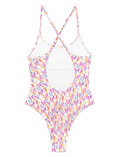 Emporio Armani Logo Print Swimsuit Adjustable Straps