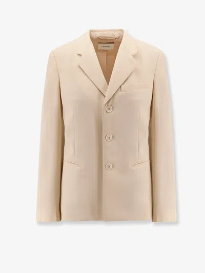 Lemaire Single-breasted Wool And Viscose Blazer In Neutral
