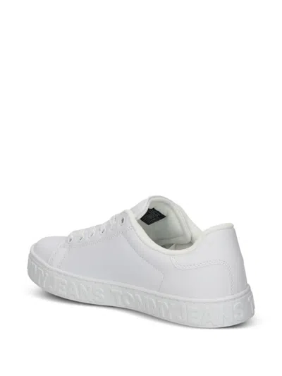 Tommy Jeans Logo-print Leather Sneakers In White