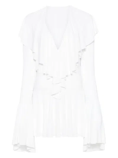 Norma Kamali Long-sleeve Deep V-neck Mini Dress