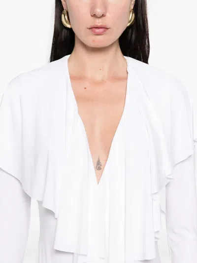 Norma Kamali Long-sleeve Deep V-neck Mini Dress