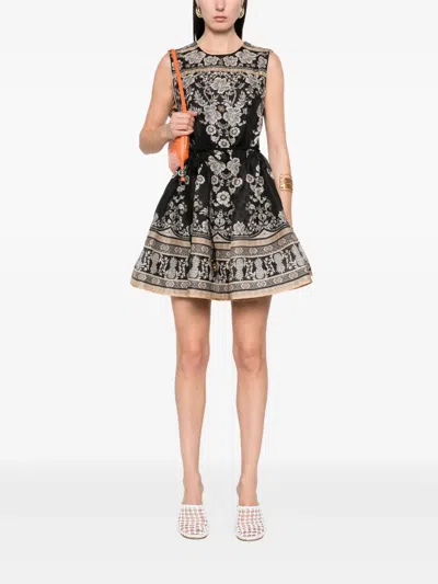 Zimmermann Sleeveless Mini Dress With Floral Patterns