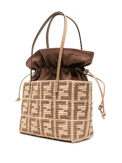 Fendi Women Roll Small Straw Tote In Multi