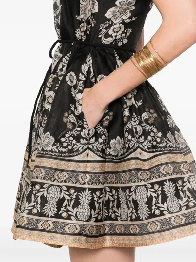 Zimmermann Sleeveless Mini Dress With Floral Patterns