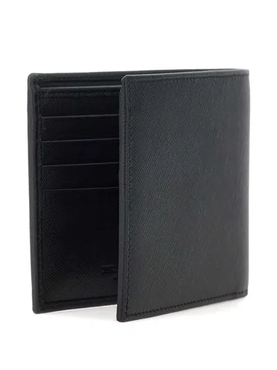 Kiton Saffiano Leather Bi-fold Wallet In Black