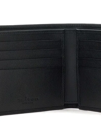 Kiton Saffiano Leather Bi-fold Wallet In Black