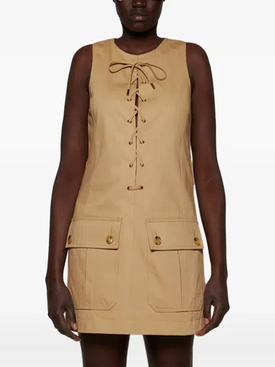 Chloé Satin Cotton Dress With Button And Slit