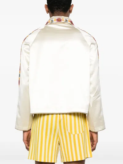 Bode Candyfloss Embroidered Voile-trimmed Satin Track Jacket