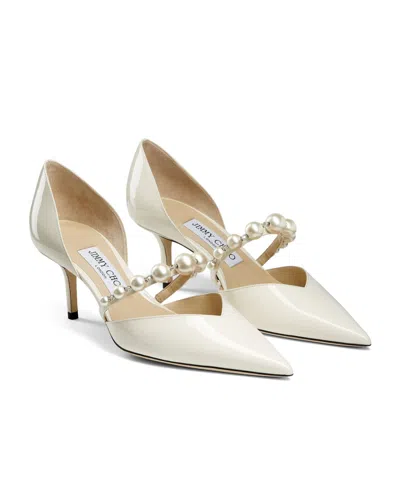 Jimmy Choo Aurelie 85 Faux Pearl-embellished Patent-leather Pumps
