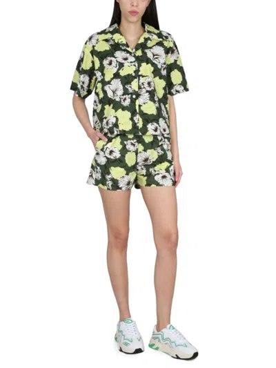 Msgm Cotton High-rise Floral Print Shorts