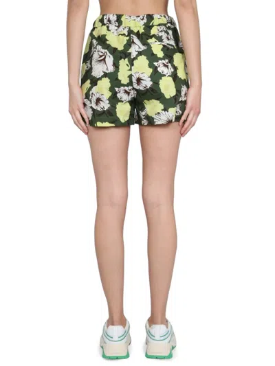 Msgm Cotton High-rise Floral Print Shorts