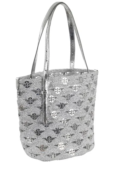 Rabanne Raffia Lurex Shoulder Bag With Double Handles