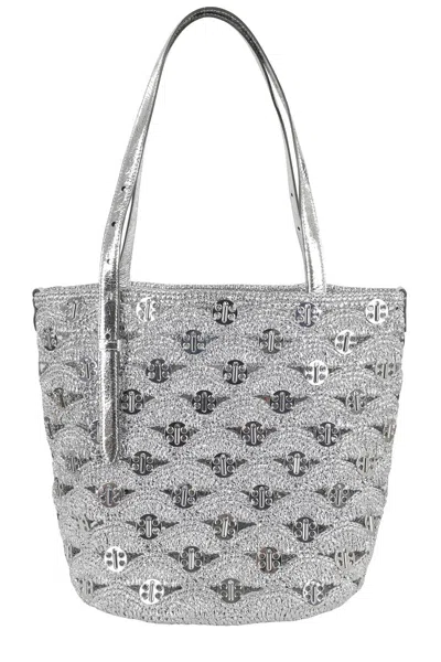 Rabanne Raffia Lurex Shoulder Bag With Double Handles