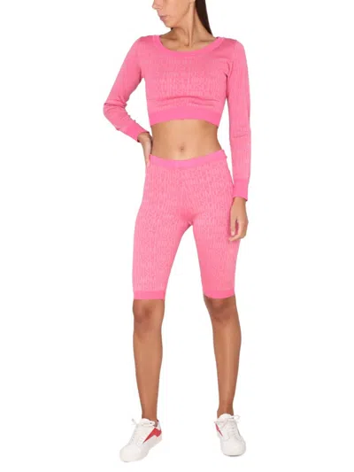 Moschino Cropped Pullover With Allover Logo Pattern
