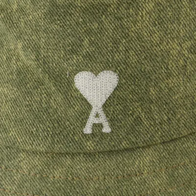 Ami Alexandre Mattiussi Ami Adc Embroidery Bucket Hat - Cotton - Khaki