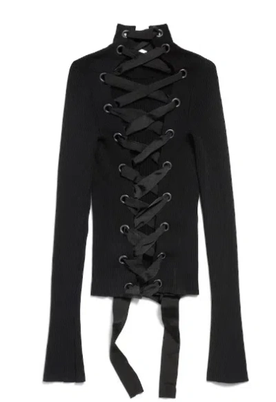 Balenciaga Lace-back Fitted Rollneck