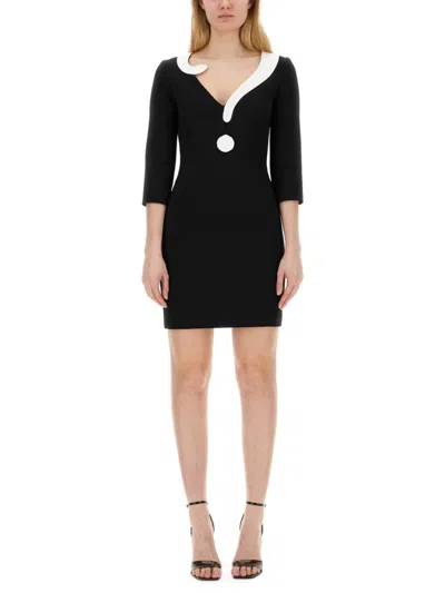 Moschino Symbols Crepe House Dress In Black