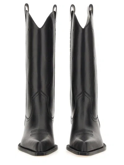 Off-white For Walking Leather Western Boots With Embroideries
