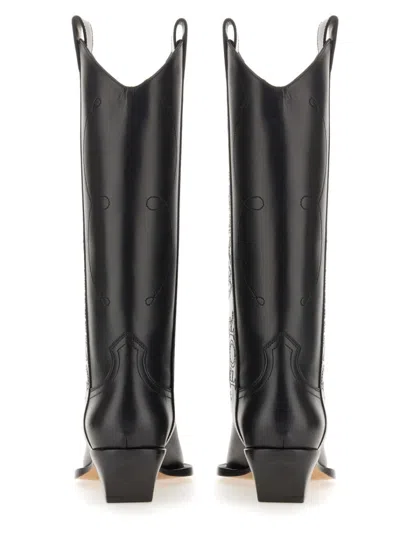 Off-white For Walking Leather Western Boots With Embroideries