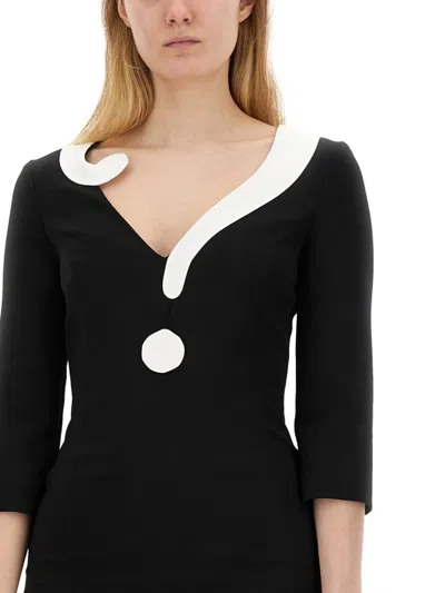 Moschino Symbols Crepe House Dress In Black