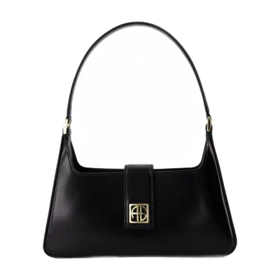 Anine Bing Lou Shoulder Bag In High-shine Black