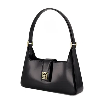 Anine Bing Lou Shoulder Bag In High-shine Black