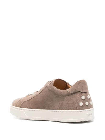 TOD'S TOD'S BEIGE SUEDE SNEAKERS WITH MINIMALIST DESIGN 