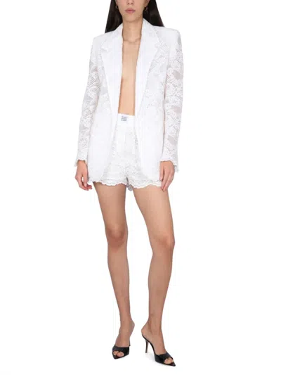 Msgm Delicate Lace Shorts With Scalloped Hem