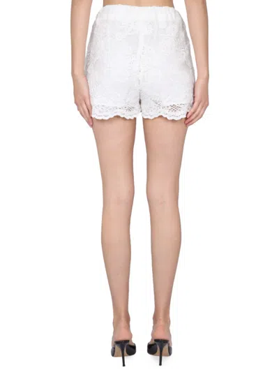 Msgm Delicate Lace Shorts With Scalloped Hem