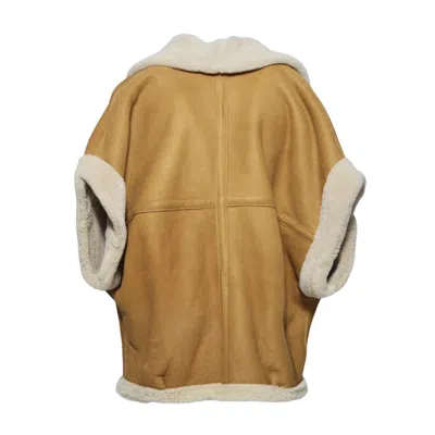 Dfour Camel Suede Shearling Jacket With Sheepskin Lining  In Brown