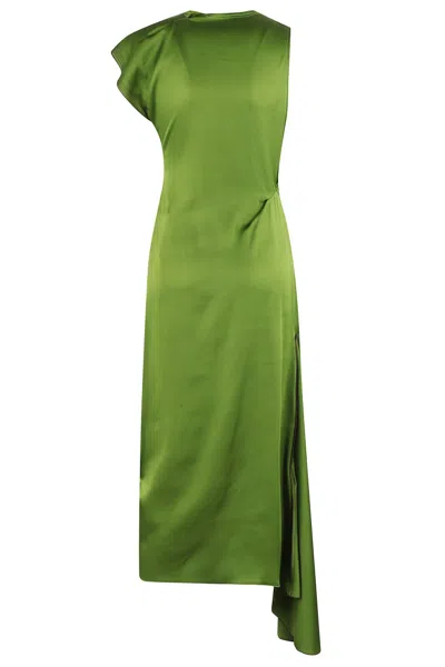 Victoria Beckham Draped Sleeveless Midi Dress With Asymmetric Detailing