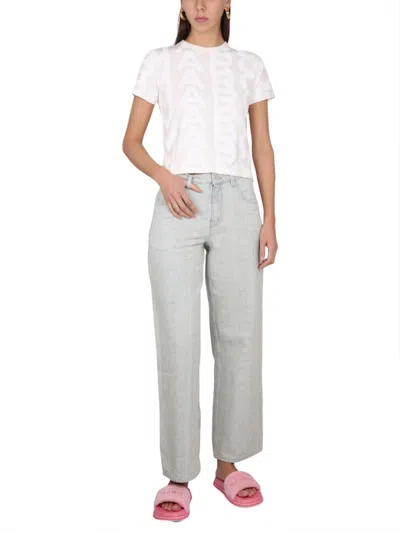 Marc Jacobs Women Monogram Denim Jeans In Blue