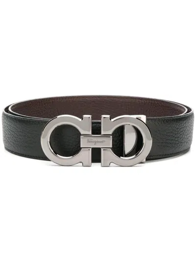 Ferragamo Reversible Leather Belt With Gancini Logo