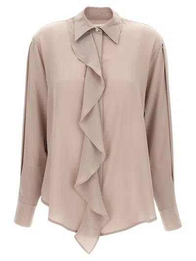 Victoria Beckham Purple Asymmetric Ruffle Blouse