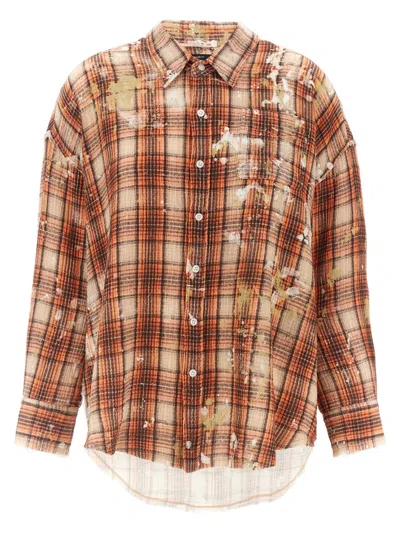 R13 Shredded-seam Drop-neck Shirt