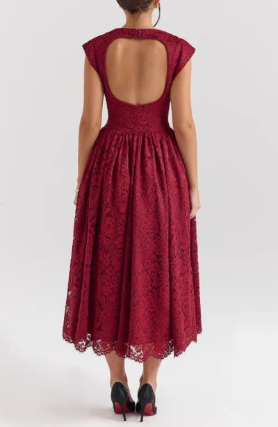 House Of Cb Debutante Open Back Lace Midi Dress