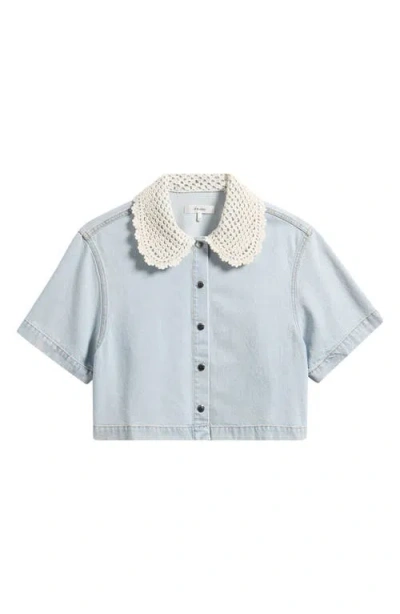 Frame The Crochet Collar Crop Denim Shirt