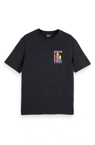 Scotch & Soda Artwork Graphic T-shirt In Black