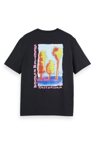 Scotch & Soda Artwork Graphic T-shirt In Black