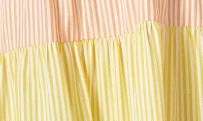 English Factory Stripe Colorblock Tiered Cotton Blend Dress