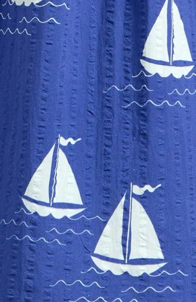 Mini Rodini Kids' Sailboat Print Smocked Organic Cotton Dress