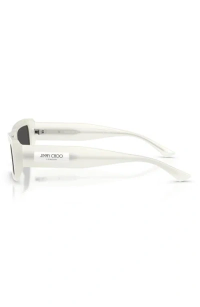 Jimmy Choo Lennon 54mm Polarized Rectangular Sunglasses In White