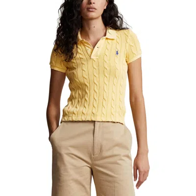 Polo Ralph Lauren Yellow Polo Pony Short Sleeve Shirt In Cotton Woman