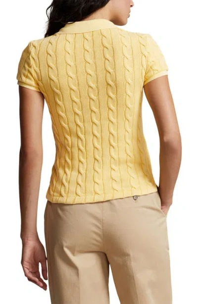 Polo Ralph Lauren Yellow Polo Pony Short Sleeve Shirt In Cotton Woman