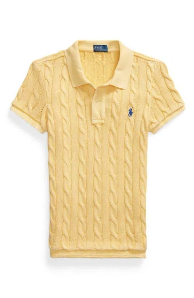 Polo Ralph Lauren Yellow Polo Pony Short Sleeve Shirt In Cotton Woman